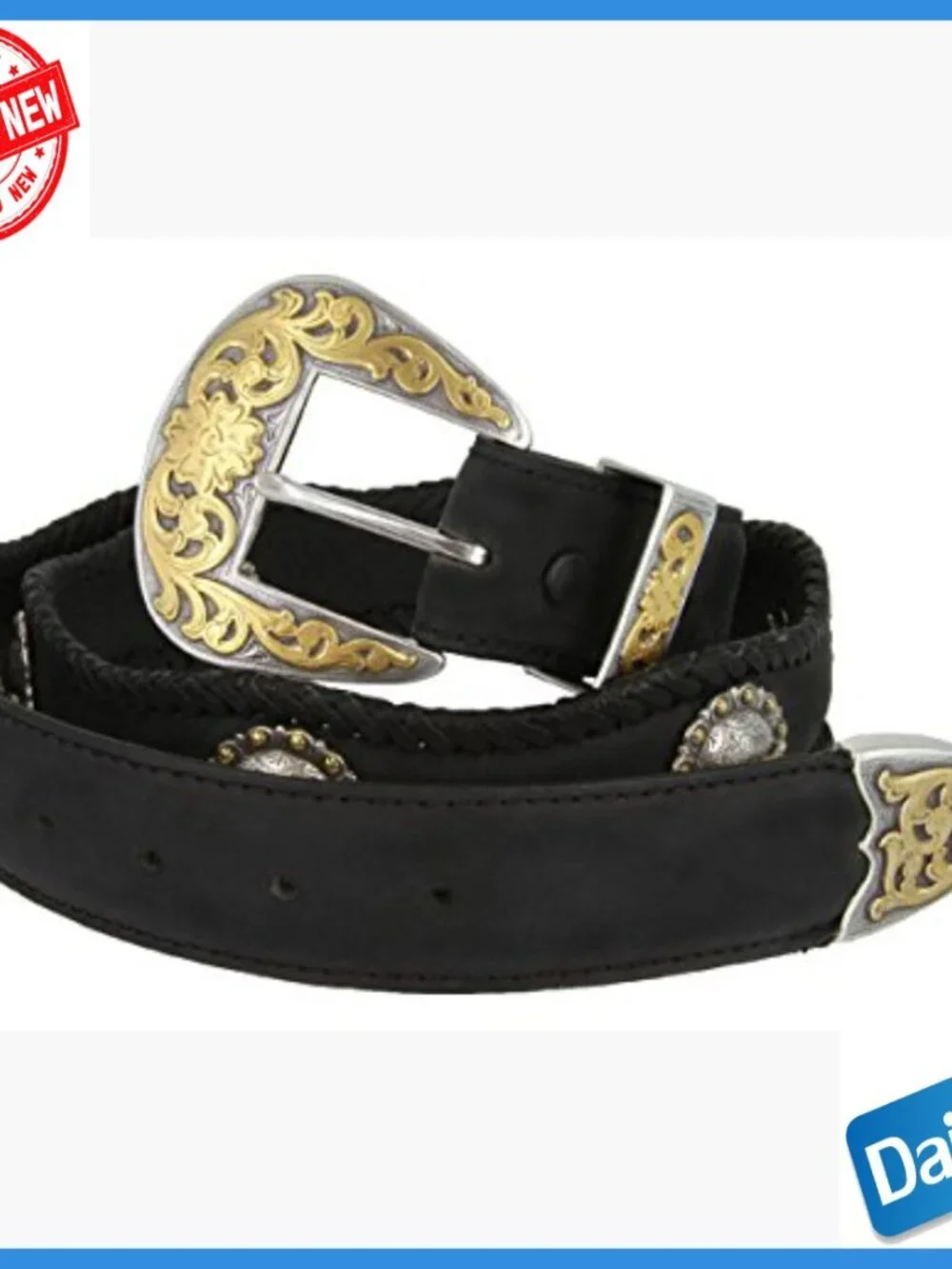 Genuine Leather Western Belt with Longhorn Conchos, 1.5